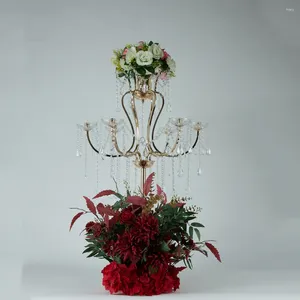 Ljushållare akryl blommor rack kristall står bröllop bord mittpieces blommig väg bly party dekoration