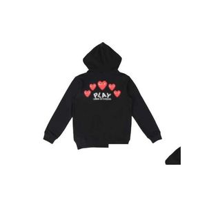 Mens Hoodies Sweatshirts Designer Com Des Garcons Sweatshirt Mockneck CDG Spela Big Heart Hoodie Fl Zip Up Beige Märkesstorlek F56 Drop de OTRCV