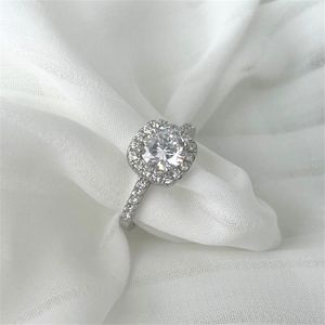 1,5ct diamentowe pierścionki zaręczynowe dla kobiet ślub 925 Srebrny projektant Pierścień Kobieta Biała 5A Cyrkon Wed Love Proponuj luksusowe modne biżuterię Podarunek Rozmiar 6-9