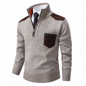 2023 uomini di inverno maglione spesso mezza cerniera dolcevita pullover caldo qualità maschile maglioni lavorati a maglia autunno maglioni di colore solido b788 #