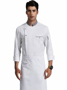 Restaurang Cooking Shirt Chef Uniform LG Sleeves Kitchen Clothing Unisex Hotel Kitchen Cook Jacket Bakery Waiter Workwear Set 45ew#