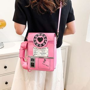 Kadınlar Telefon şeklindeki el çantası ve cüzdanlar retro telefon üst kol omuz çantaları 240326