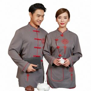 hotel Kichen Work Overalls Lg Sleeve Cafe Waitr Uniform Hot Pot Waiter Uniform Restaurant Food Service Work Wear Q3uS#