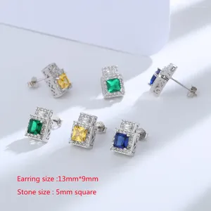 Studörhängen Köpare 925 Sterling Silver Luxury Earring Light Blue Green Crystal For Women Bride Classic Wedding Fine Jewelry