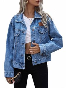 Benuynffy Turn-Down Collar Loose Denim Jacket Women Spring och Autumn Single Breasted Female Outwear Casual Jean Coats Jackets U6WW#