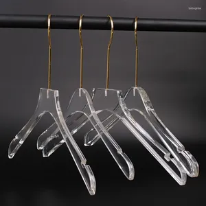 Hangers 5 Pcs Clear Acrylic Clothes Hanger With Gold Hook Transparent Shirts Dress Notches For Lady
