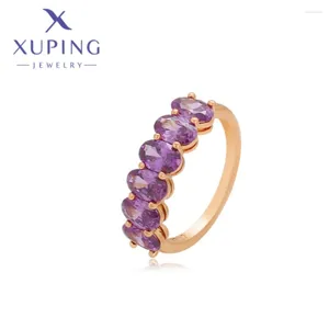 클러스터 반지 Xuping Jewelry Fashion 도착 여자를위한 금색 둥근 모양 여자 결혼 기념일 파티 선물 x000786867