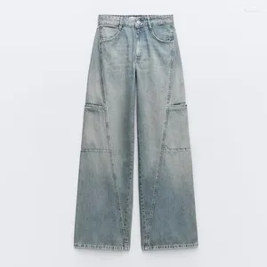 Kvinnors jeans harajuku streetwear retro mode höst kvinnor hög midja lös bred ben rak denim byxor y2k baggy byxor