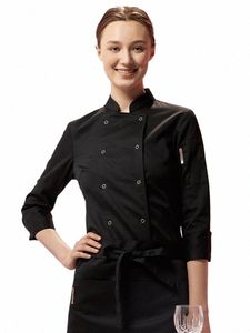 hotel Female Chef Uniform Restaurant Waitr Jacket Catering Cook Cooking Coat Cafe Bakery Kitchen Waiter Work Costume i7Rf#