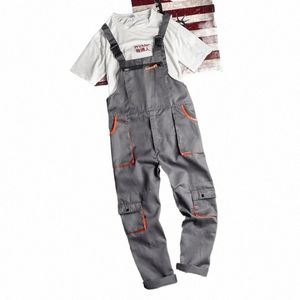 Mäns LG Sleeve Jumpsuit Worker Clothes Cargo Pockets Zipper Fly Overall Labour Casual overalls Plus Size Workshop Uniform U8J3#