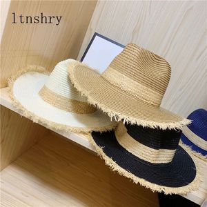 Summer Womens Sun Hat Wide Side Jazz Cap Tassel Fashion Floppy Foldbar Ladie Straw Beach Seaside Holiday 240320