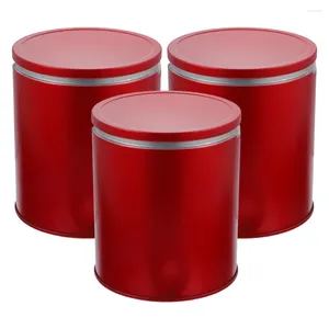 Garrafas de armazenamento 3 pcs latas de chá para folha de flandres frasco de doces portátil solto recipiente de alimentos selo