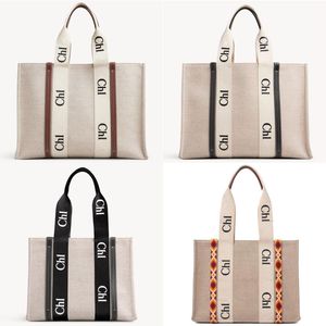 Woody Cotton Canvas Tote Bag designer väska kvinnor handväskor shopping väska handväska kvalitet duk mode strandsäckar lyx resor crossbody axel plånbok pursar väska