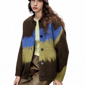 vintage Patchwork Knitted Cardigan Women Winter Oversized Sweater Coat Streetwear Harajuku Knitwear Lazy Wind Loose Jumpers Tops 27eZ#