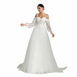 Bepeithy Sweetheart A Line Elfenbein Hochzeitskleid 2024 Frühling Frauen LG Ärmel Strand Braut Boho Brautkleid mit 3D Frs j4wt #