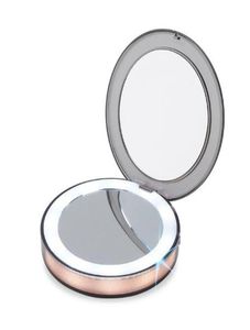 Новое мини-зеркало для макияжа со светодиодной подсветкой, 3-кратное увеличительное компактное дорожное портативное зеркало для макияжа с сенсорным освещением SK886793586
