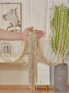 CRYSTAL BEADED STRING CURTIN 1x2 M Heminredning TASSEL FRANTH DOOR FÖR SOVRUM VIT SALON OCH SANDE BRUKSDECORATION 240321