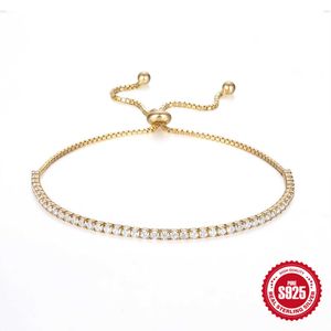 925 Sterling Silber Licht Luxus Diamant Tennis Armband High-end-Schmuck Einstellbare Zirkon Armband Zubehör für Frauen NZGF