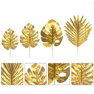 Decorative Flowers 20 Pcs Simulated Leaves Artificial Plant Decoration Plastic Table Decorations The Summer Fake Leaf Banquet Gold