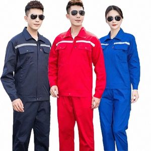 100%Cott Work Clothing Summer LG Sleeves Workshop Uniforms Wear-resistent Welding Suit Hi Vis Electric Repairmen Coverall 5x 39lx#