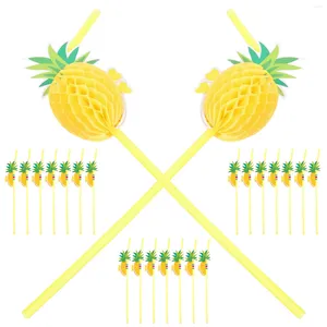 Copos descartáveis, canudos, 50 peças, abacaxi, coquetel, suco, favor, plástico a granel para crianças, luau havaiano