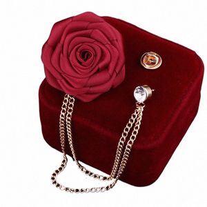 花ride室Boutniere Wedding Corsage Cloth Hand-Made Rose Fr Brooch Lapel Pin Badge Tassel Chain Men's Suit Accories G1RF＃