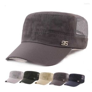 Mode 2023 Baseball Cap Designerball Caps Classic Flat Top Mens Army Hat Justerbar monterad 95 LINEN VÅR SOMMER BEACHABLE MESH Militära hattar för män