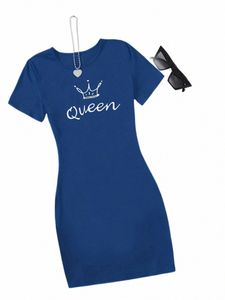 2024 Sıcak Satış Kraliçesi Baskı Gündelik Loungewear Tee Dr, Yaz Kısa Kollu Gündelik Nightdr, Kadın Giysileri U5QH#