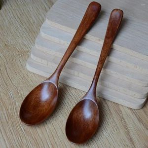 Colheres 1 pc colher de sopa de madeira e garfo produtos ecológicos utensílios de mesa natural elipse conjunto para cozinhar