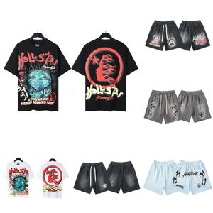 Hellstar Shorts Men Pants Tracksuit Sweatpants Hellstar Tshirt Mens Designer Shorts Clothes Womens Washed Fabric Street Graffiti Vintage Loose 57 452