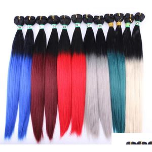 Pezzi di capelli Angie 10-24 pollici 100 grammi / lotto Fasci lisci serici 1/613 Estensioni sintetiche di colore Ombre per donna 2102163885705 Drop D Otmqd