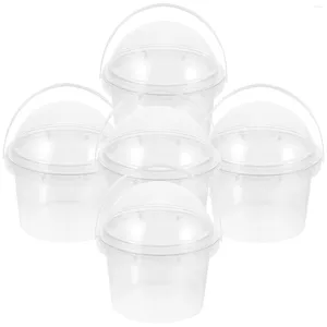 Disposable Cups Straws 5 Pcs Portable Popcorn Bucket Food Storage Container Fruit With Lid Containers Lids Clear Ice Cream Fruits Packing