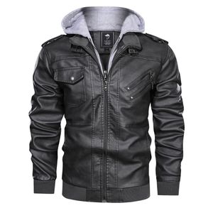 Jaquetas masculinas Mens Couro Outono Casual Motocicleta Pu Jaqueta Biker Casacos Roupas UE Tamanho Moda Com Capuz Inverno Street Style Long Sle Dhczl