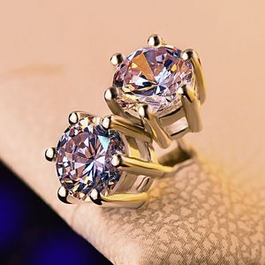 S925 Sterling Silver Stud örhängen Bling Zircon Diamond Stone Engagement Wedding Jewelry256i