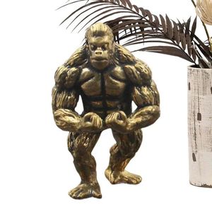 Estatuetas decorativas de cobre sólido gorila estatueta leve artesanato macaco miniaturas estátuas artesanais