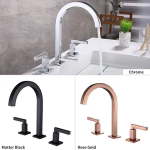 Bathroom Sink Faucets Black/Chrome/Rose Gold Basin Faucet Double Handle Cold And Tap Short Kitchen Mixer Brass