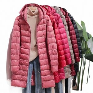 Korean FI Slim Ta bort huva Parka Fible Outerwear 2023 Winter Womens Down Jackets LG Light Thin Coat Puffer Jacket C1yn#
