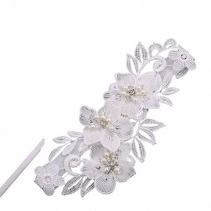 nzuk Braut-Hochzeitsstrumpfbänder mit 3D-Frs und Perlen, weiße Spitze, Hochzeitsstrumpfbänder, Perlen-Brautbeine, Strumpfband-Set, Oberschenkelring F1gH #