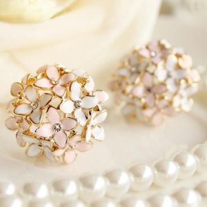 Stud Earrings For Women Female Crystal Flower Clover Earring Fashion Sweet2408