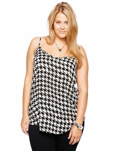 plus Size Sexy Houndstooth Print Cami Tops Women Loose Black And White Casual Tank Female Large Size Camisole 5XL 6XL 7XL 8XL K6nc#