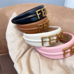 Classic F-Letter Brand Designer Headbands for Women Brown Wide-brimmed Thicken 4Seasons HairBands HeadWrap Cloth Fabric Headwear Leather headband