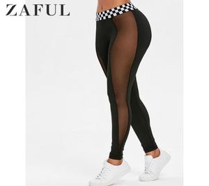 Women039s leggings zaful painel de malha contraste cintura moda feminina fina elasticidade fitness leggins mulher calças 4532631