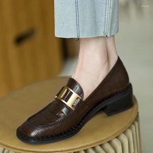 Casual Shoes Genuine Cow Leather Loafers For Women Soft Penny Square Toe Oxford Women's Comfortable And Convenient Hand
