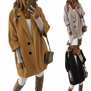 butts Coat Universal 3/4 Sleeve Pockets Casual Women Jacket Nyl Lg Coat V7O3#