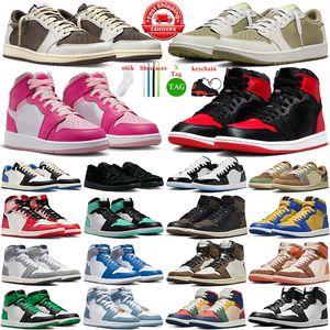 Jumpman 1 баскетбольная обувь Fierce Pink Chicago 1S Low Golf Shoes для мужчин Женщины Женщины розовые черные фантомные футбольные ботинки Dghate Теннисные кроссовки