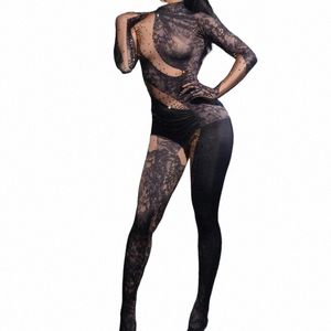 nightclub Bar Girl Full Diamd Print Lg Sleeve Glove Pants Female Singer Gogo Dancers Outfits Dj Jumpsuit Stage Wear DN16451 x9Tr#