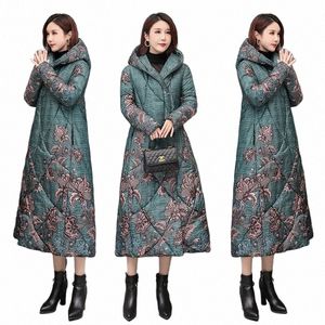 Kinesisk stil kvinnor ner Cott Coat Winter LG LOW TOCH THOCK HOUDED PARAKA ÖVERCOAT LOOK KVINNA AVSLUTA JAPEKTER U9RF#