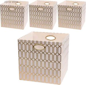 Annan hemlagringsorganisation Posprica förvaringsfack lagringskuber 13x13 tyglådor arrangör korglådor containrar 13x13x134 pcs creamgold geometry y240