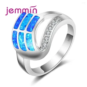 Cluster Rings 925 Sterling Silver Jewelry Twist Blue Fire Opal Ring Wholesale For For Women Party