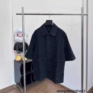 Designer (versão correta 1v) 23 SpringSummer New Classic Workwear denim camisa de manga curta em relevo lona denim camisa de manga curta G3OM